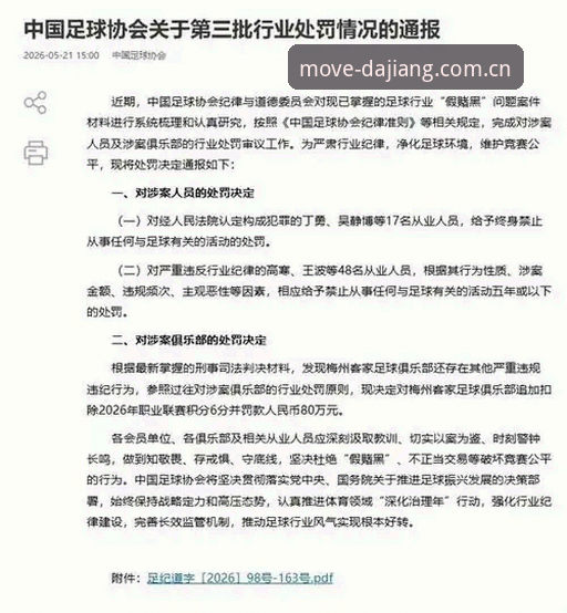 大江体育最新动态 中国足协第三批禁足名单深度评测:从技术视角看行业整顿与体育正义